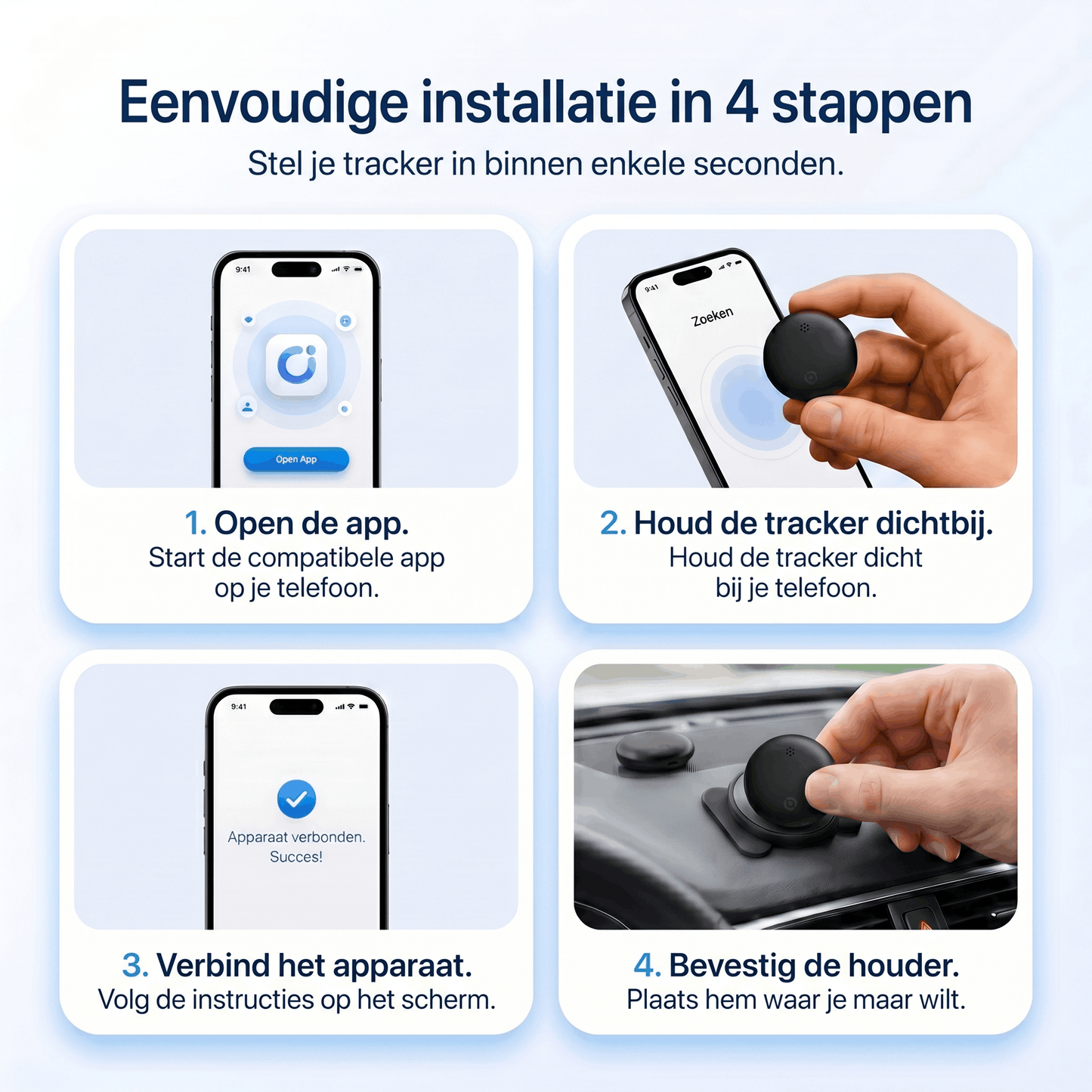 Santeova – GPS Tracker Zonder Abonnement | Compatibel met Android en iOS
