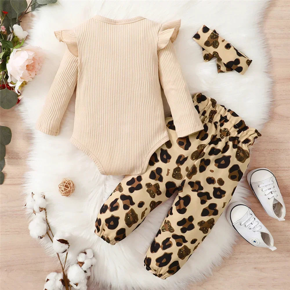 Ensemble bébé body et pantalon motif léopard