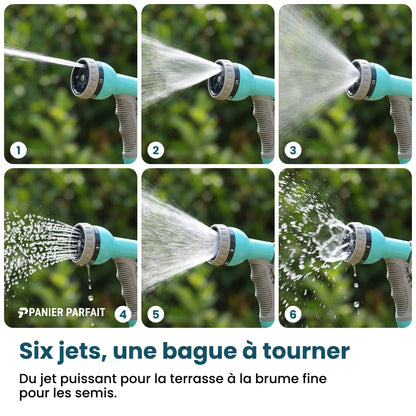 Tuyau d'arrosage rétractable avec enrouleur et pistolet multifonction