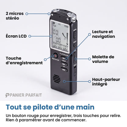 Dictaphone numérique portable à enregistrement vocal