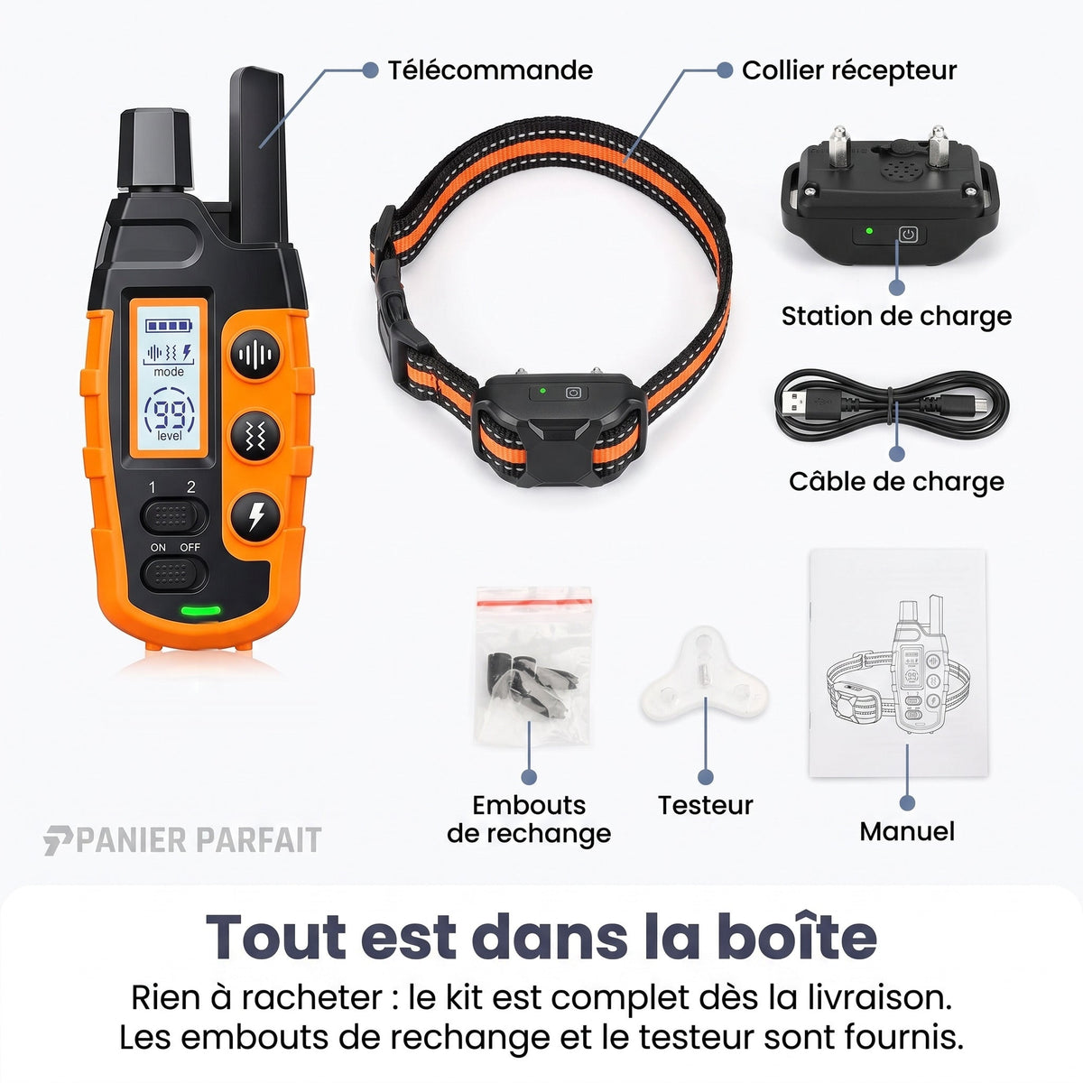 Collier de dressage rechargeable étanche 1000 m