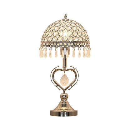Lampe de table décorative demi-sphère avec cristaux encastrés chrome