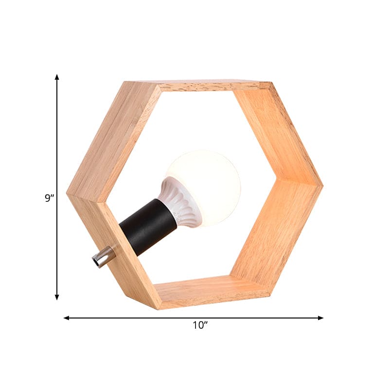 Lampe de table hexagonale en bois ambiance chaleureuse