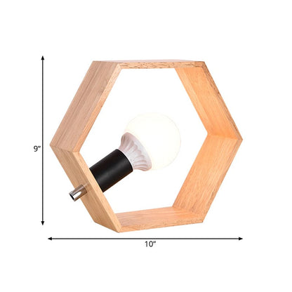 Lampe de table hexagonale en bois ambiance chaleureuse