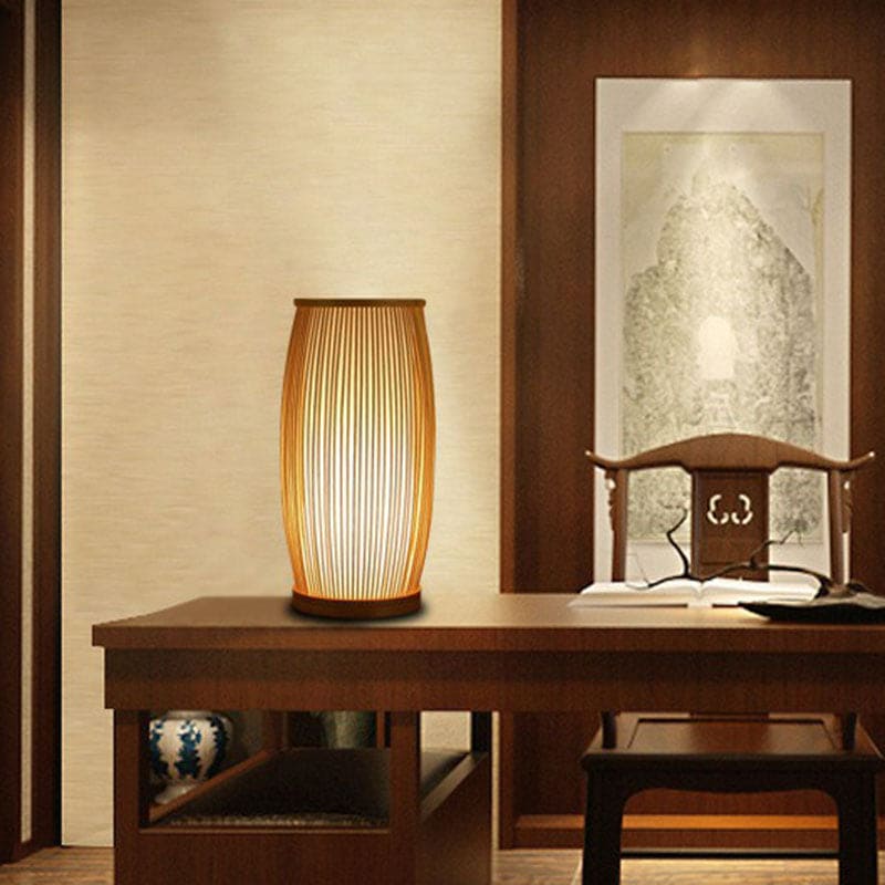 Lampe de table en bambou à fonction veilleuse