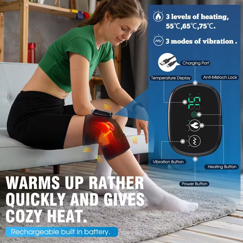 ThermaFlex™ – Verwarmende kniebandage met vibratie voor knie, elleboog en schouder