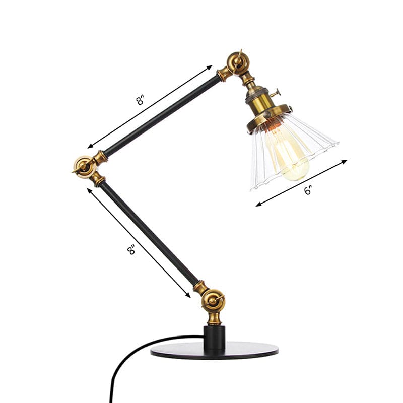 Lampe de table élégante en verre transparent conique
