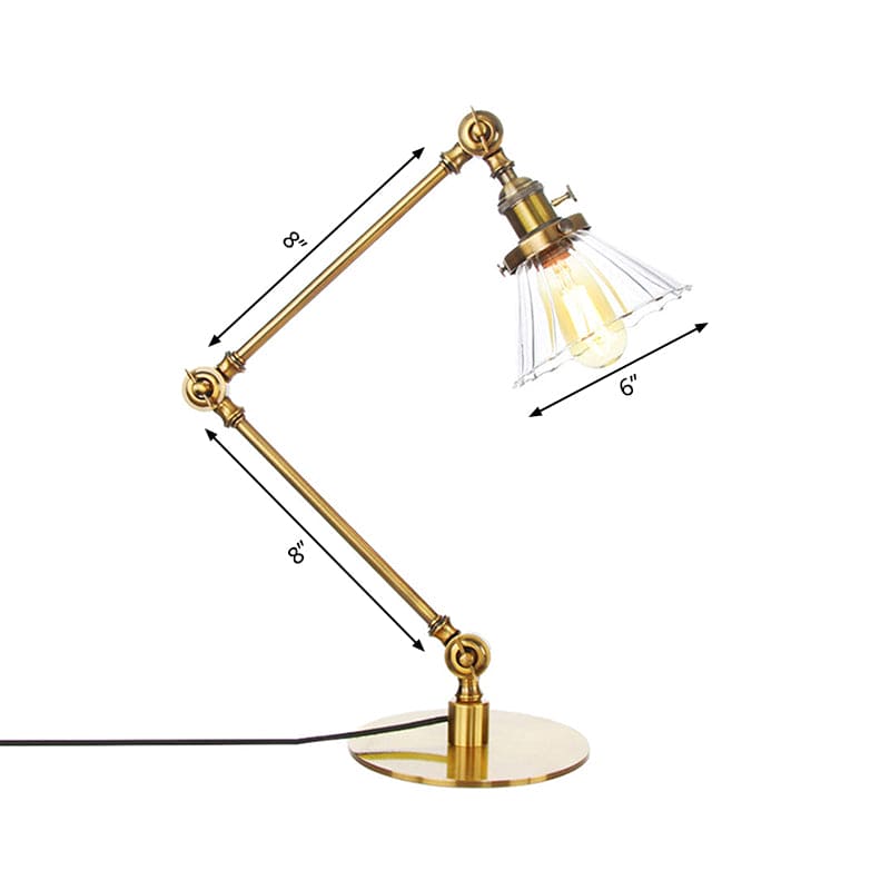 Lampe de table élégante en verre transparent conique