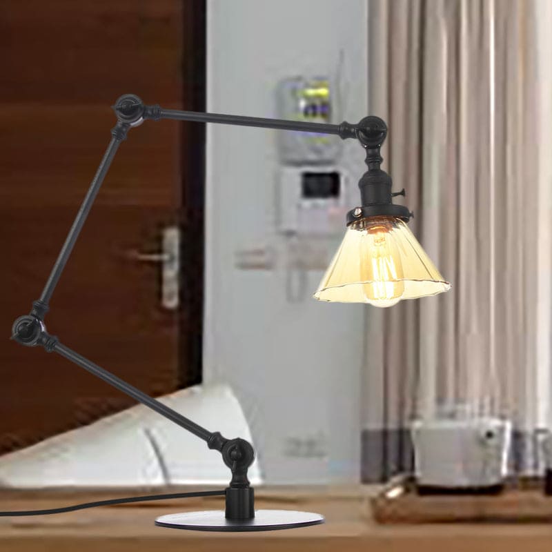 Lampe de table élégante en verre transparent conique