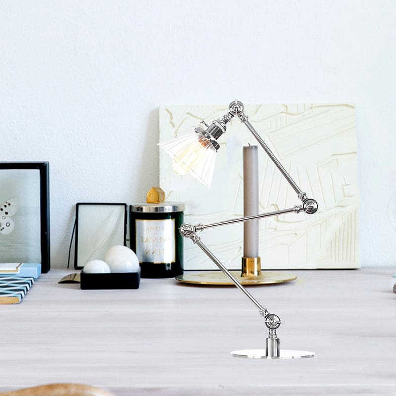Lampe de table élégante en verre transparent conique