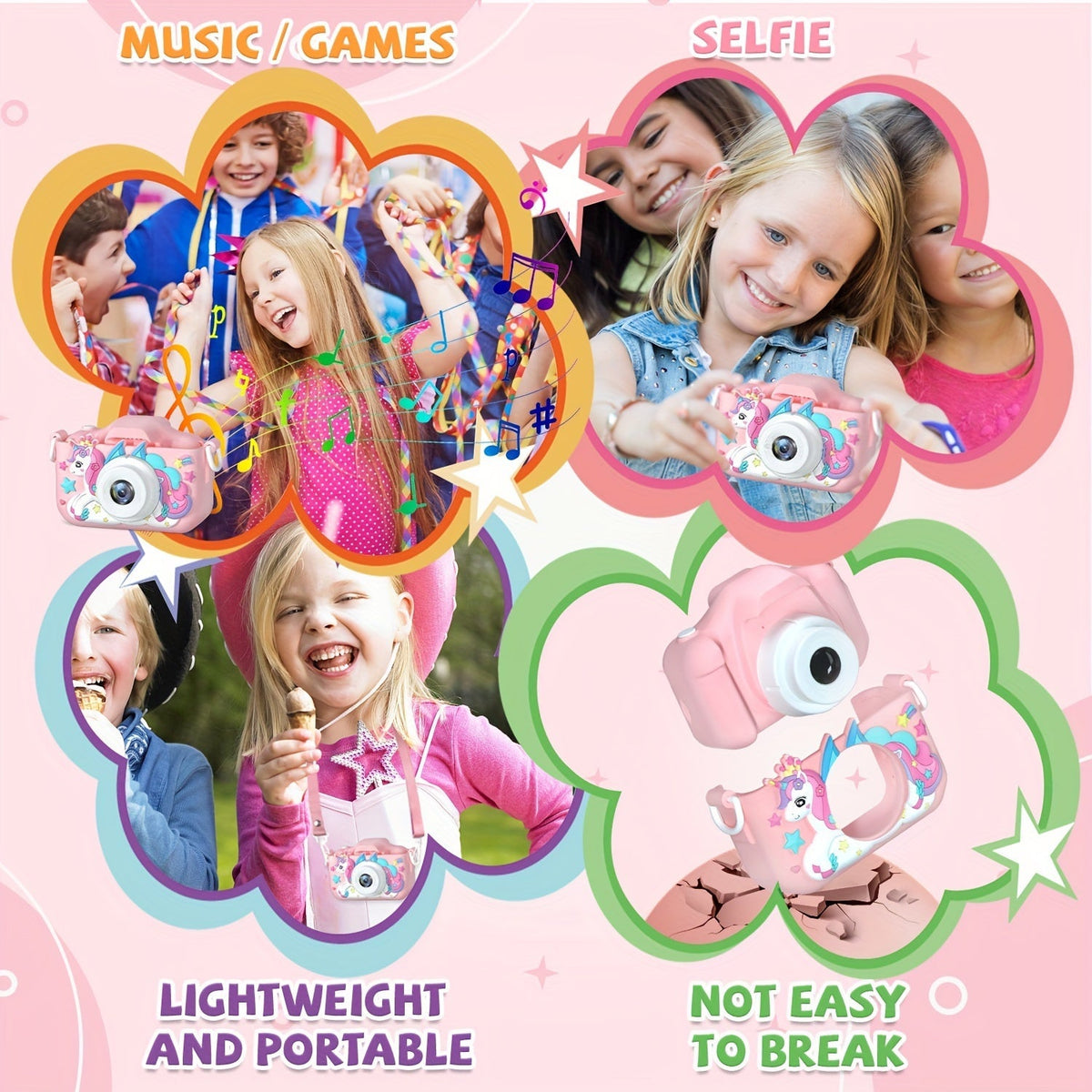 Appareil photo HD selfie compact pour enfants 3-12 ans