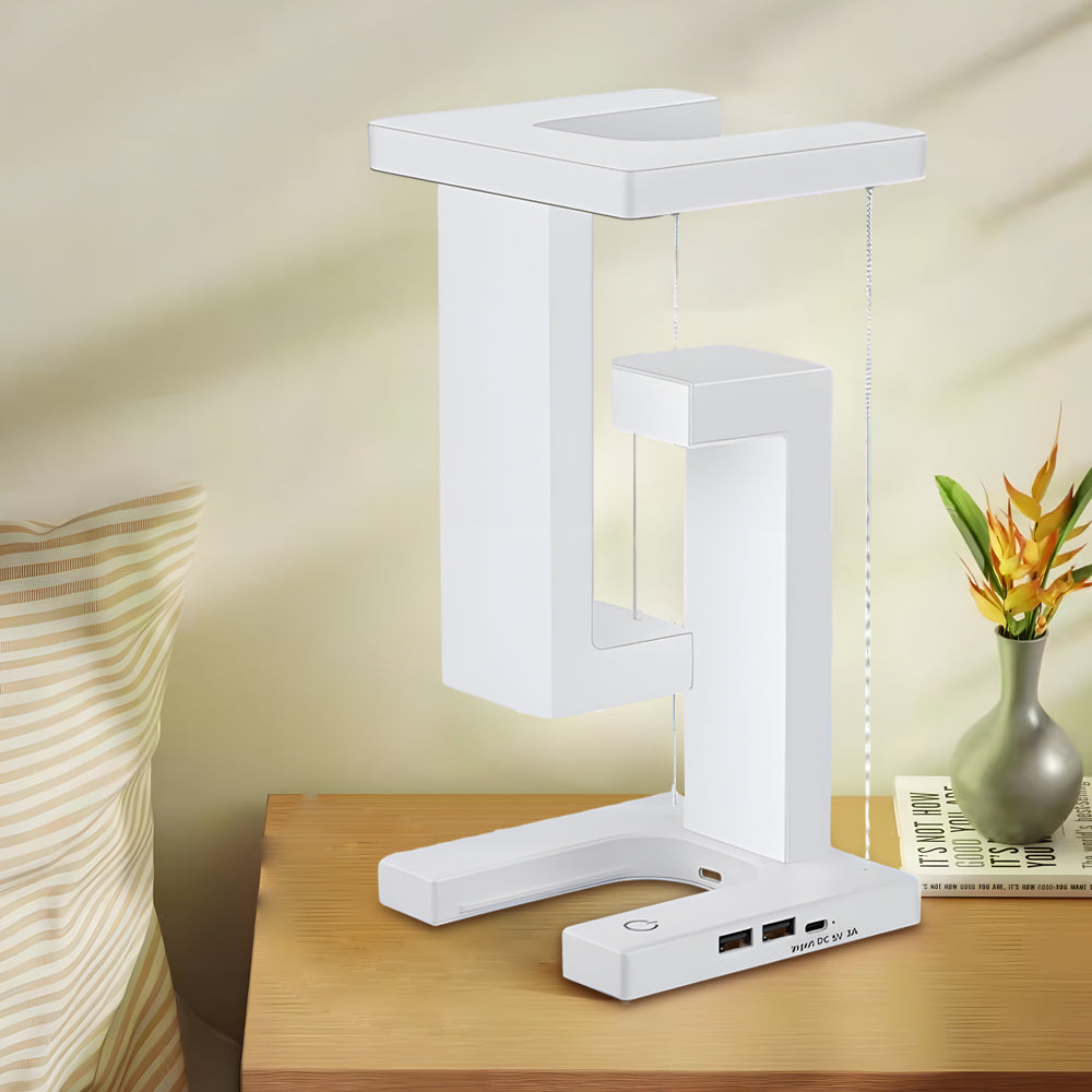 Elegante zwevende tafellamp met USB-oplader en krachtige LED