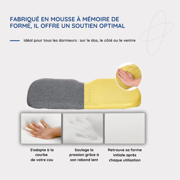Oreiller ergonomique à mémoire de forme soutien cervical