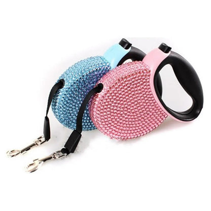 Laisse rétractable à cristaux élégante pour chien