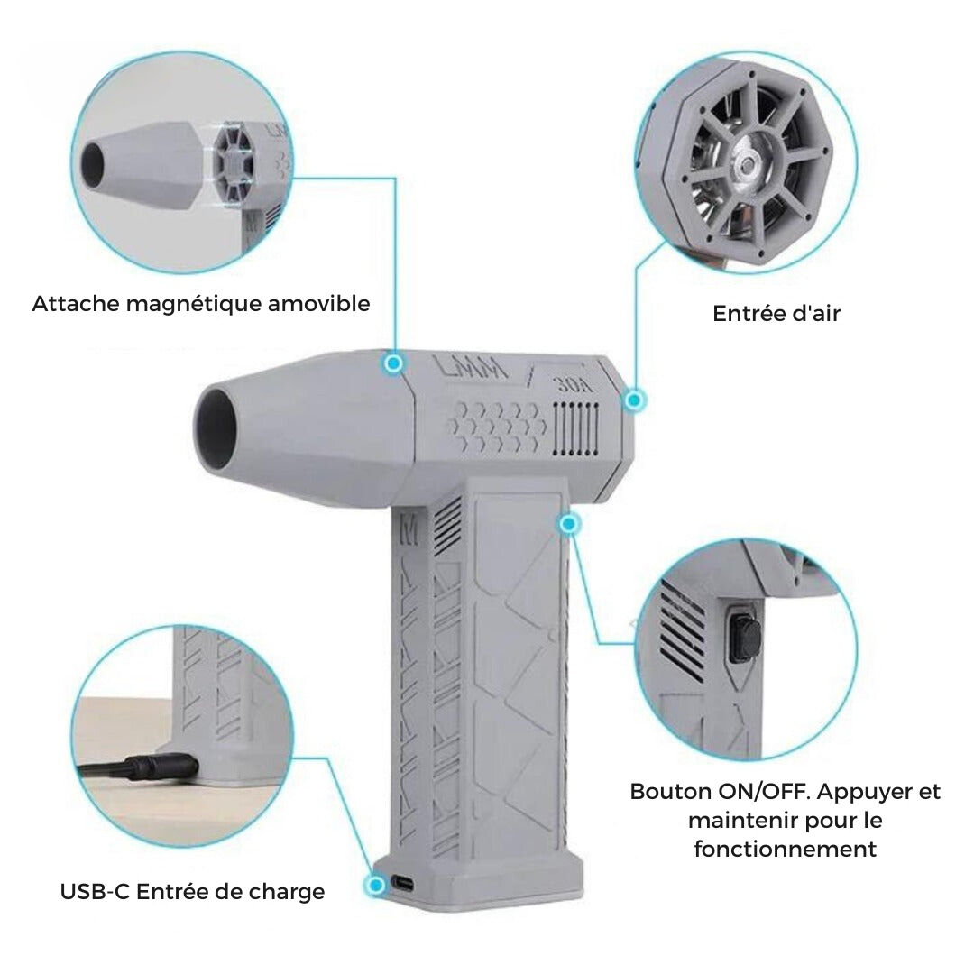 Souffleur d'air portable à moteur puissant TurboJet