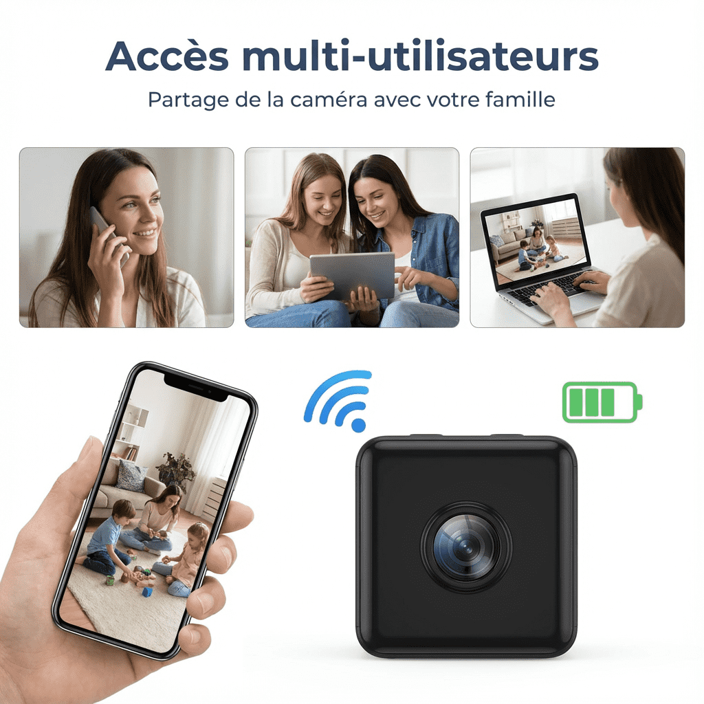 Caméra de sécurité sans fil WiFi 1080p compacte
