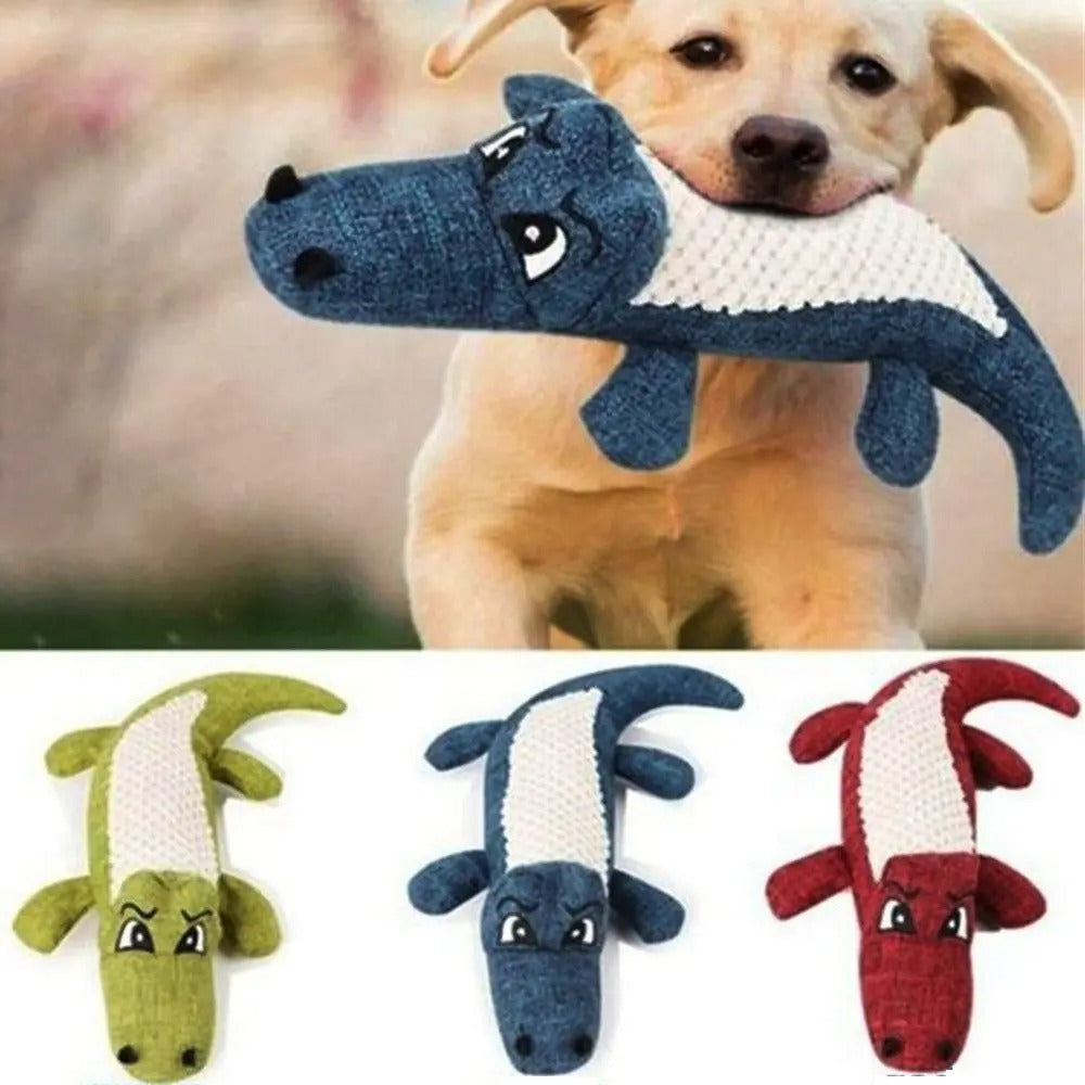 Jouet crocodile en lin naturel