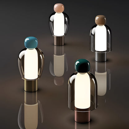 Lampe de table rechargeable en verre transparent à LED dimmable