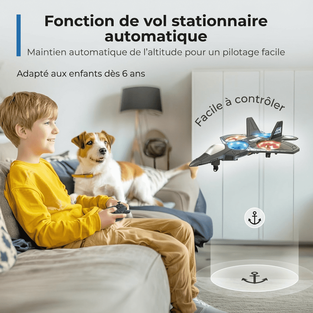 Avion télécommandé lumineux à LED pour enfants