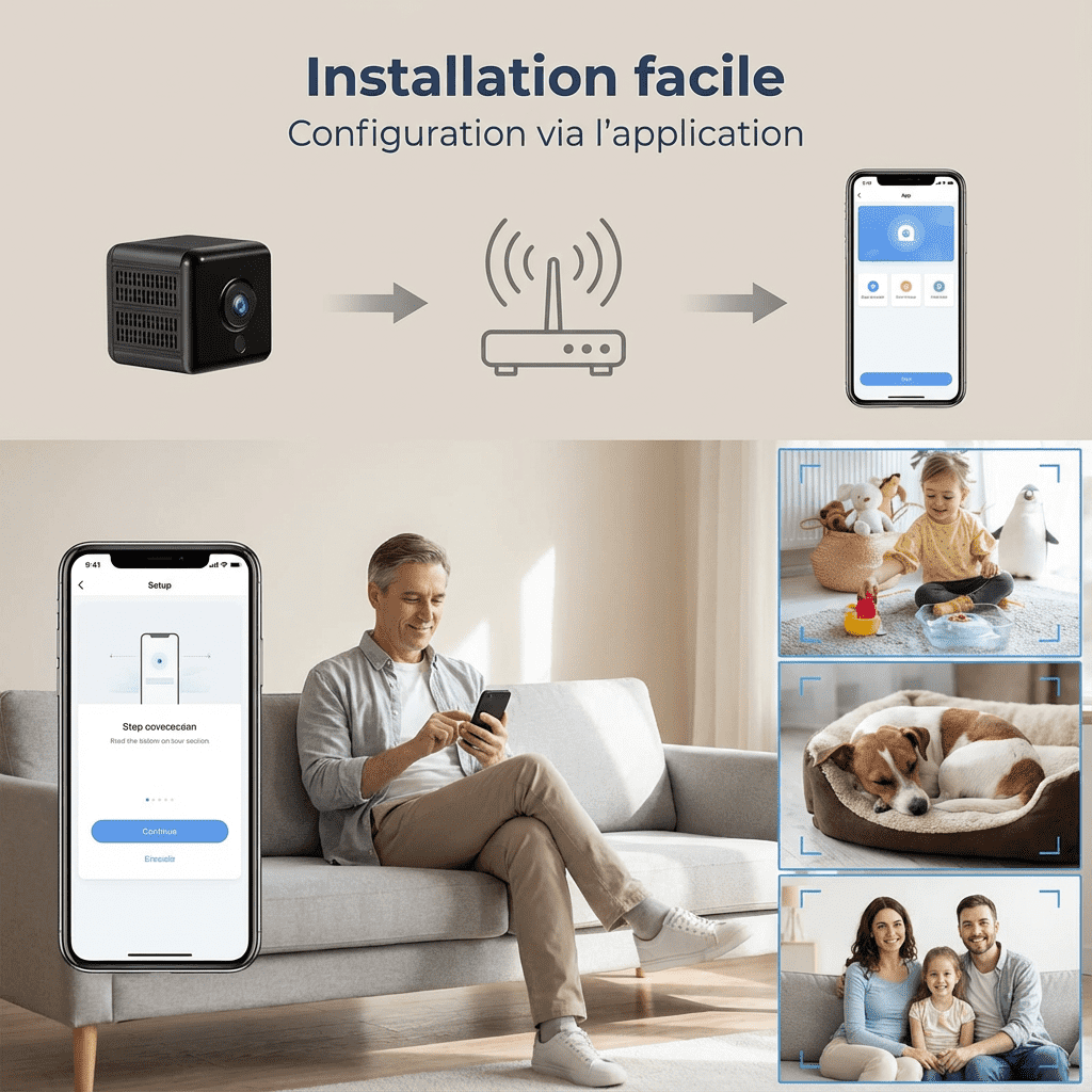 Caméra de sécurité sans fil WiFi 1080p compacte