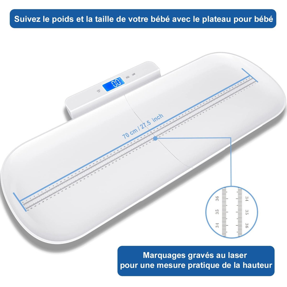 Pèse-bébé précis multifonctionnel avec plateau amovible précision 10 g