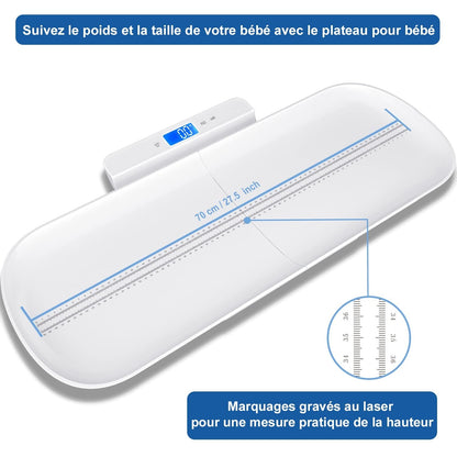 Pèse-bébé précis multifonctionnel avec plateau amovible précision 10 g