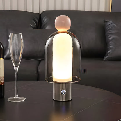 Lampe de table rechargeable en verre transparent à LED dimmable