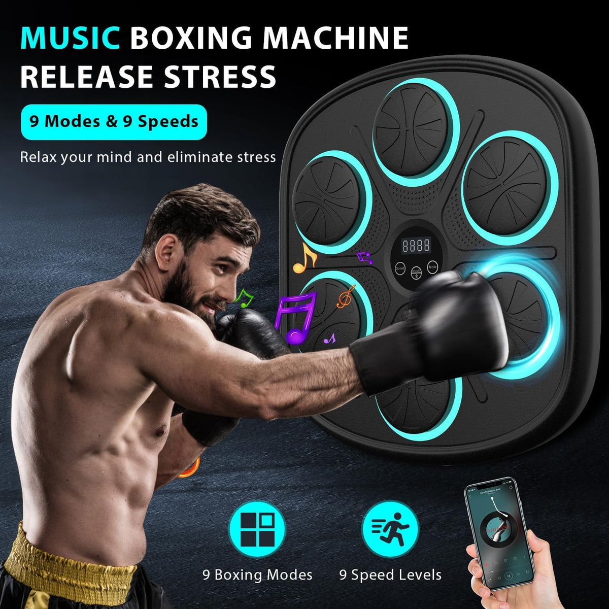 Machine de boxe murale musicale d'entraînement connecté
