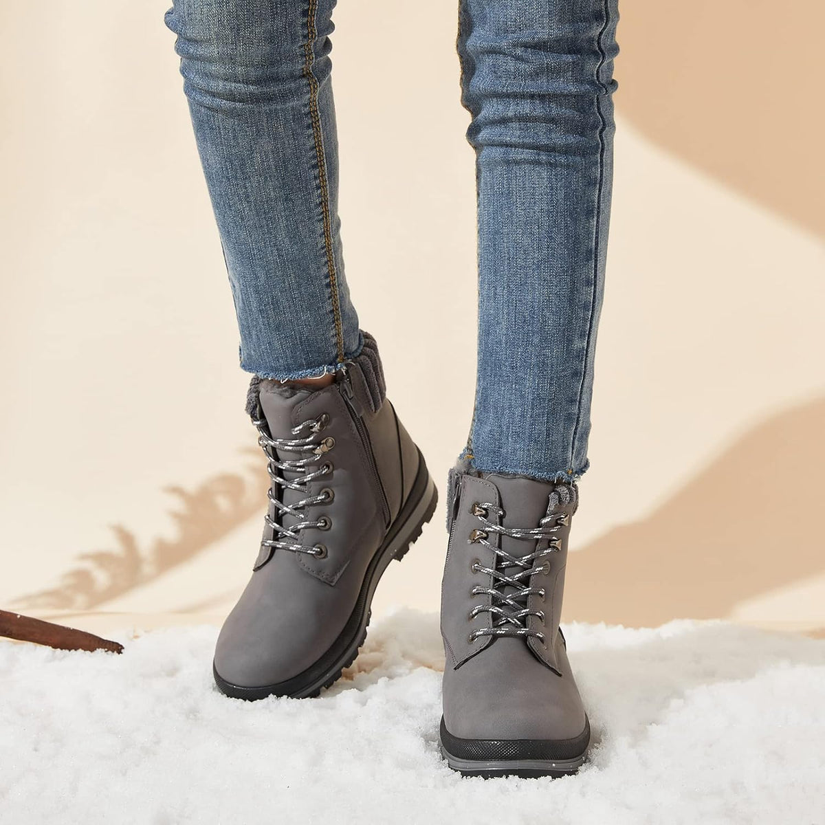 Bottes de combat doublées de fourrure isolantes