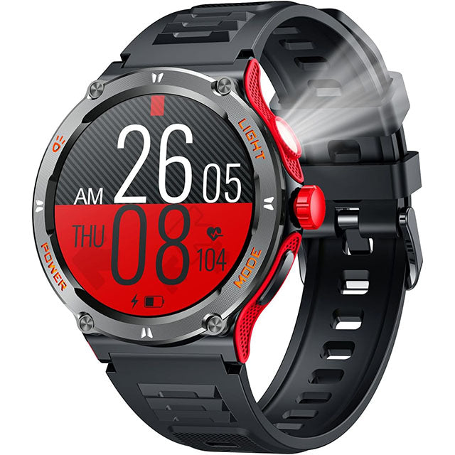 Heren smart sporthorloge GPS met touchscreen, LED-lamp en kompas