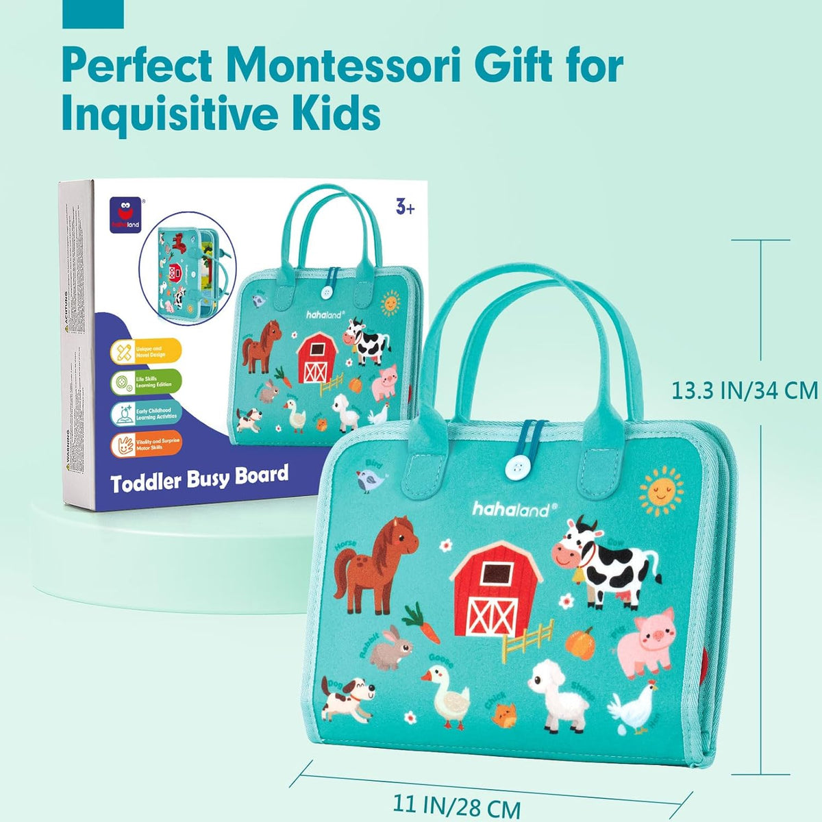 Jouet éducatif Montessori en bois avec lettres, formes et animaux