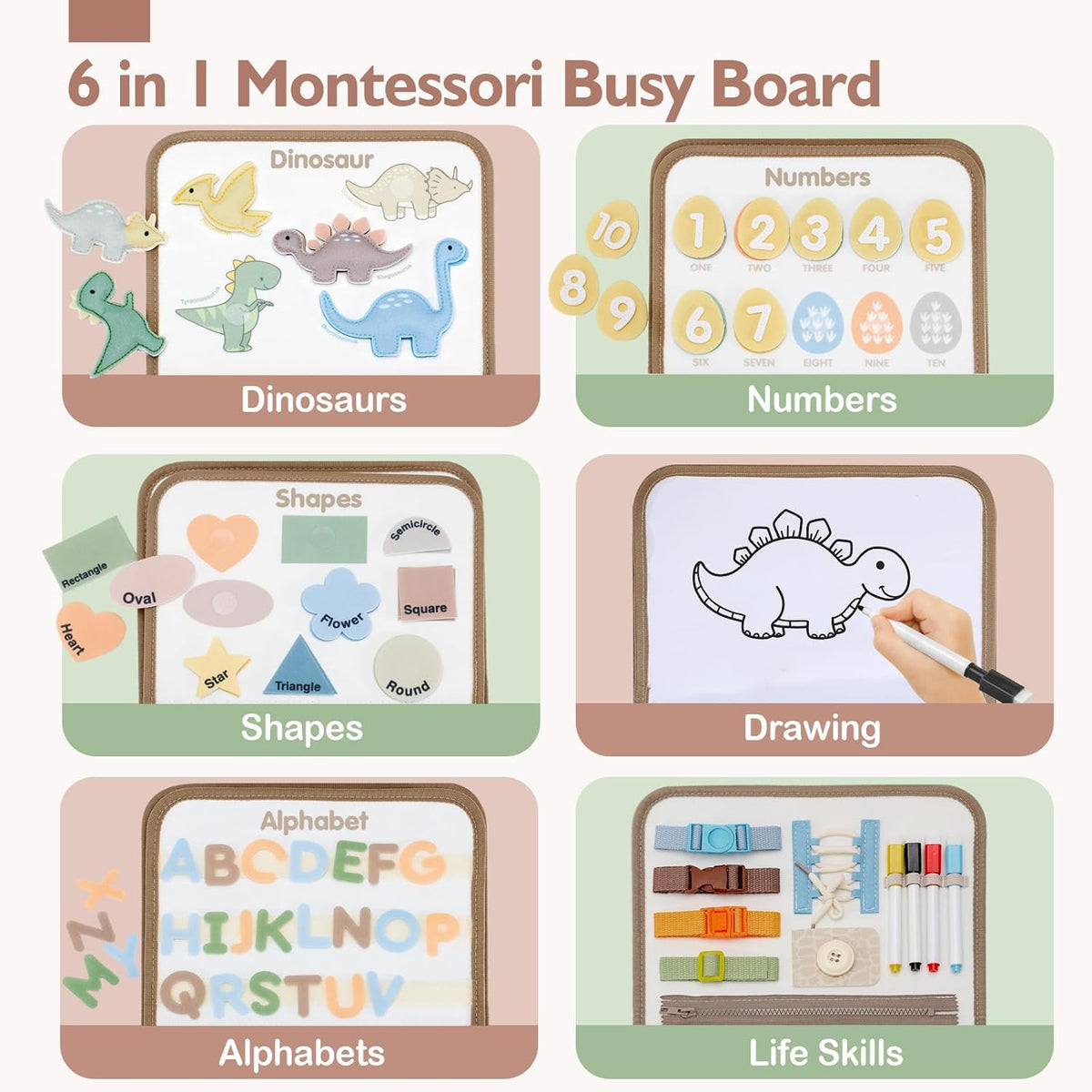 Jouet éducatif Montessori en bois avec lettres, formes et animaux