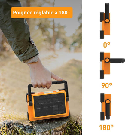 Projecteur LED rechargeable 100W avec powerbank solaire intégrée