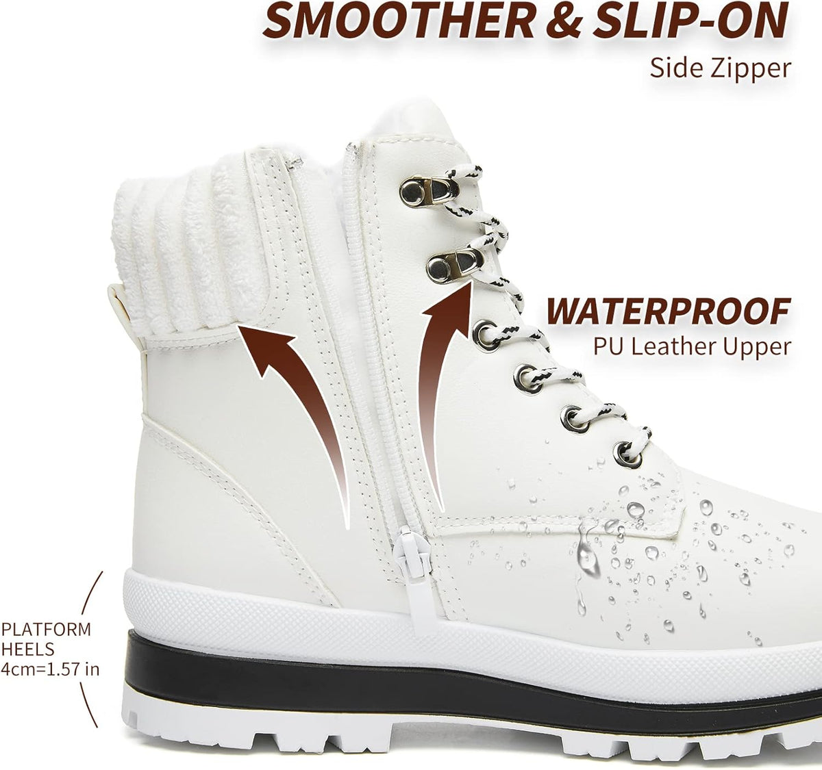 Bottes de combat doublées de fourrure isolantes
