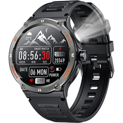 Montre connectée sportive écran HD avec torche LED et boussole