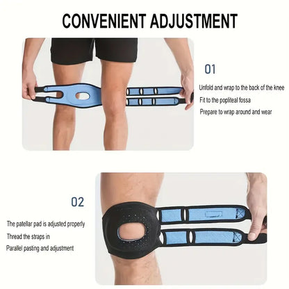 Kneoflex™ – Ademend sportkniebandage met dubbele banden en knieschijfstabilisatie