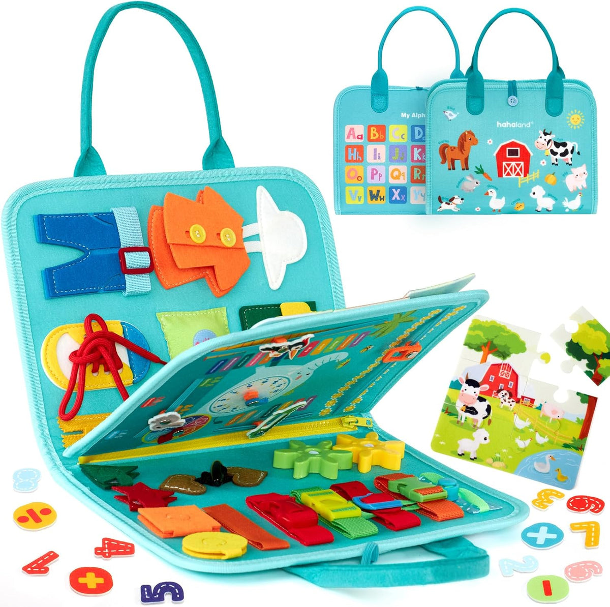 Jouet éducatif Montessori en bois avec lettres, formes et animaux