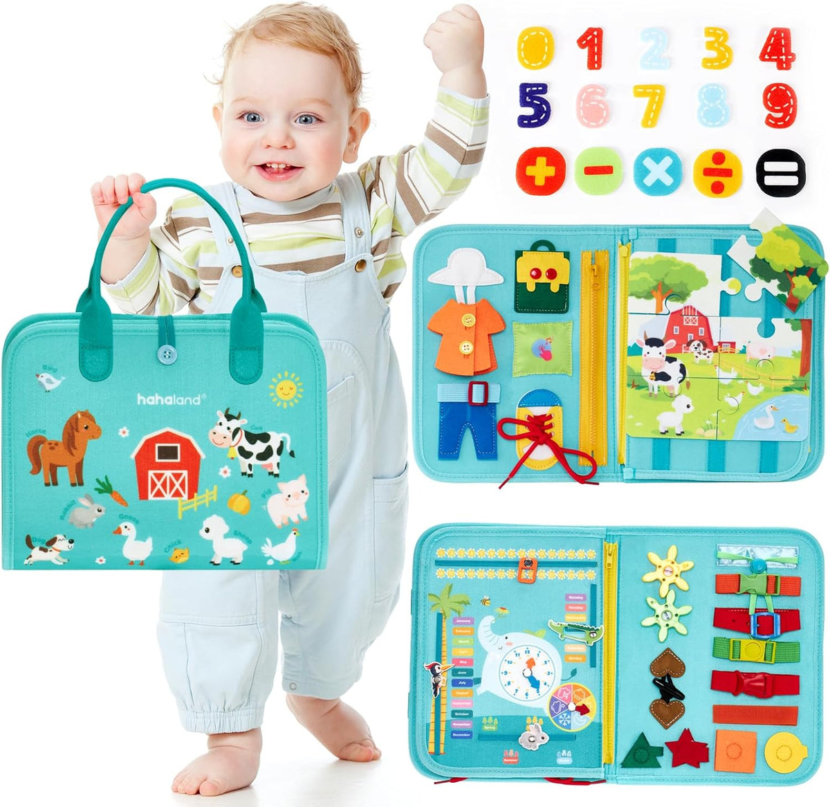 Jouet éducatif Montessori en bois avec lettres, formes et animaux