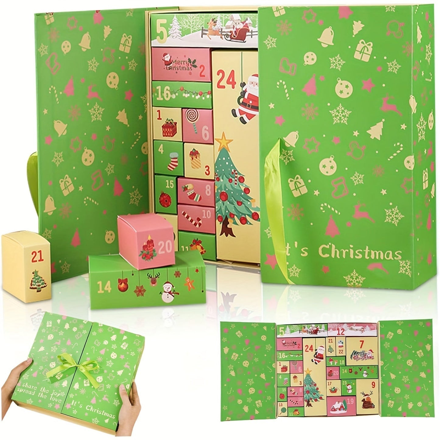 Houten Kerst Adventskalender 24 Dagen, Herbruikbare Verrassingsdoos voor Thuis