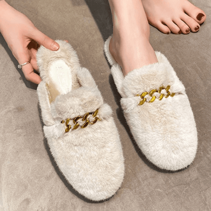 Knusse pluche pantoffels voor dames