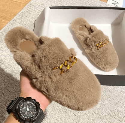 Knusse pluche pantoffels voor dames