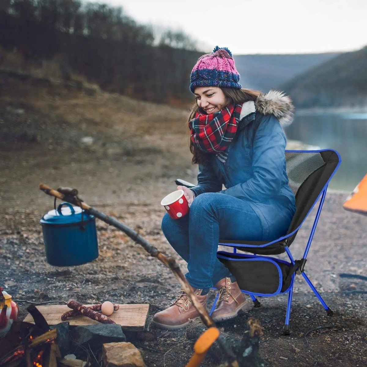 Chaise pliante portable légère en acier pour camping