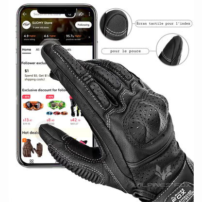 Gants de motocross en cuir vintage résistants
