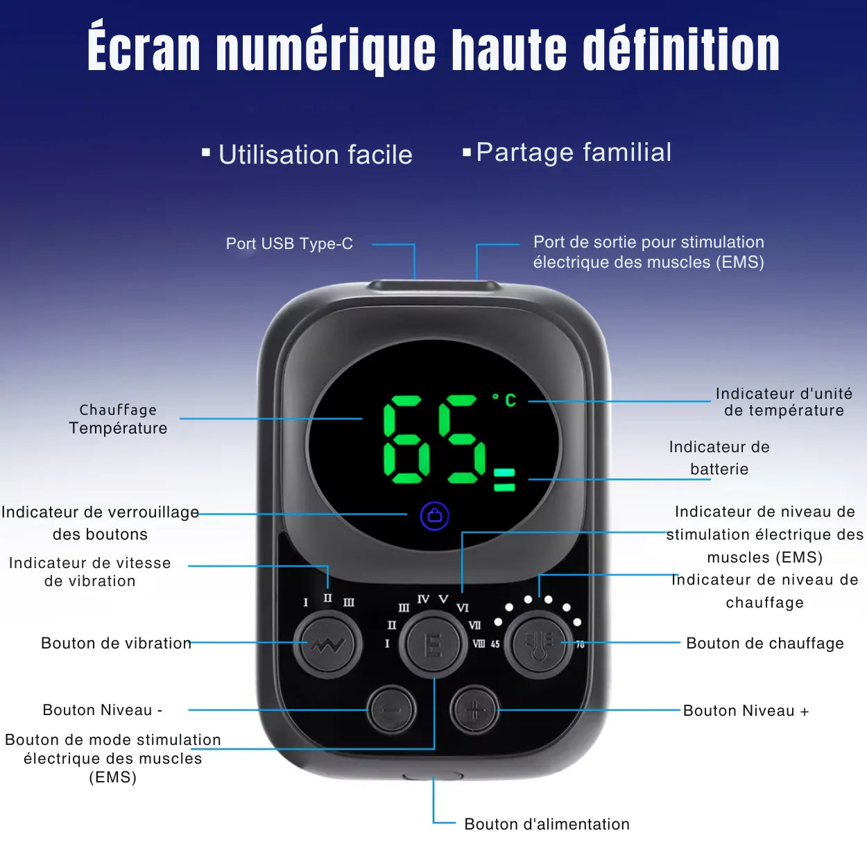 Verwarmde Kniebrace met EMS Massage 60 °C – Lange Batterijduur 5000 mAh
