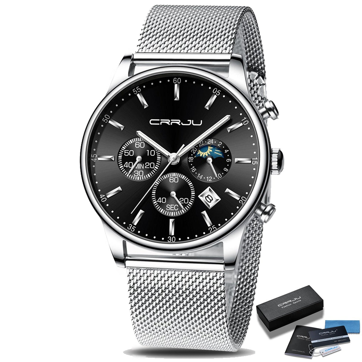 Montre chronographe à bracelet maille acier