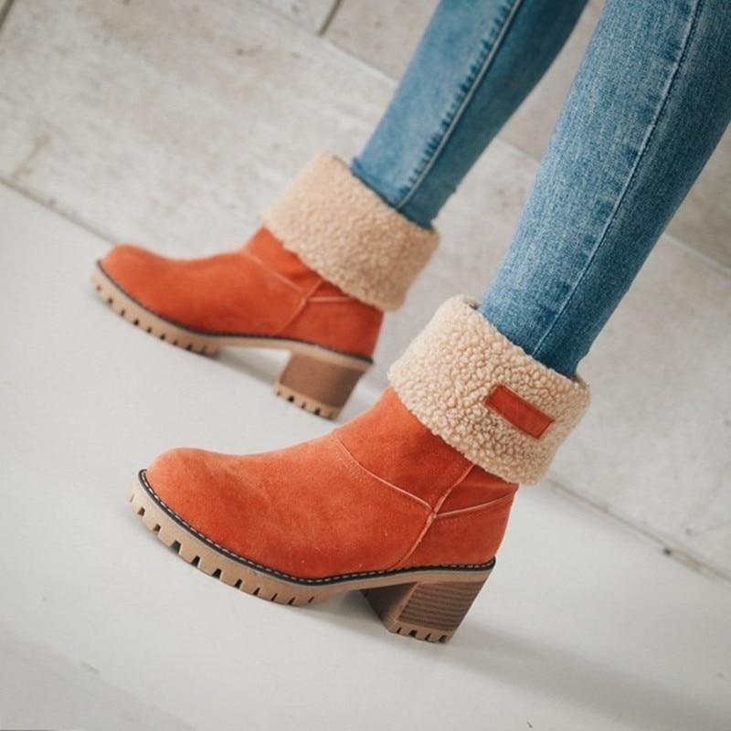 Bottes de neige isolantes en fourrure d'hiver