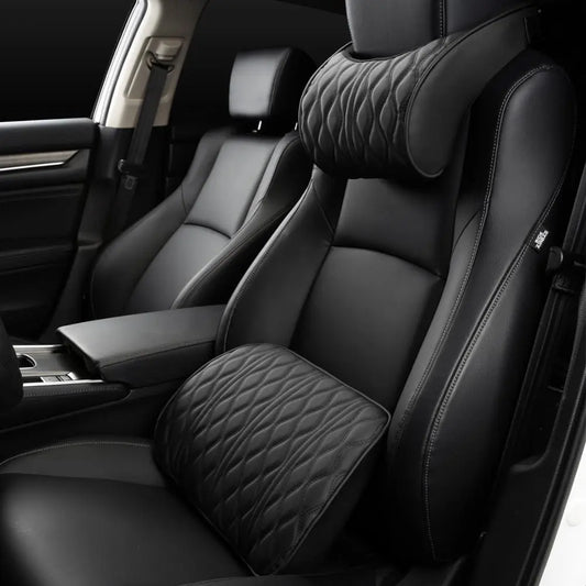 Oreiller de cou de voiture en simili cuir confortable - Santeova