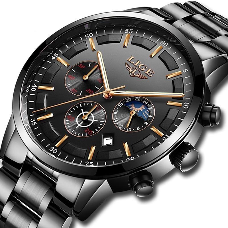Montre-bracelet militaire avec bracelet acier noir