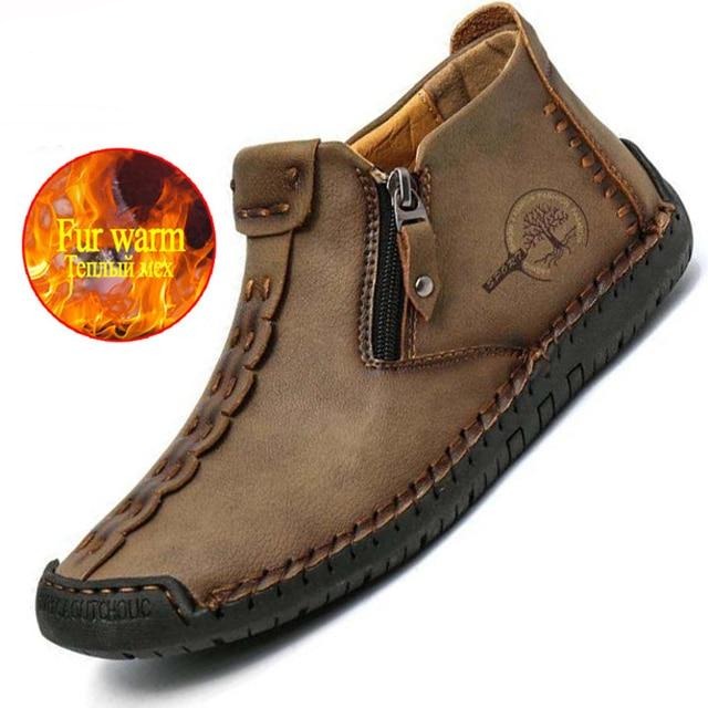Bottes de cheville vintage cousues main en cuir