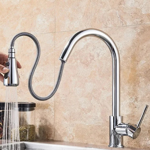 Keukenkraan met verstelbare handdouche